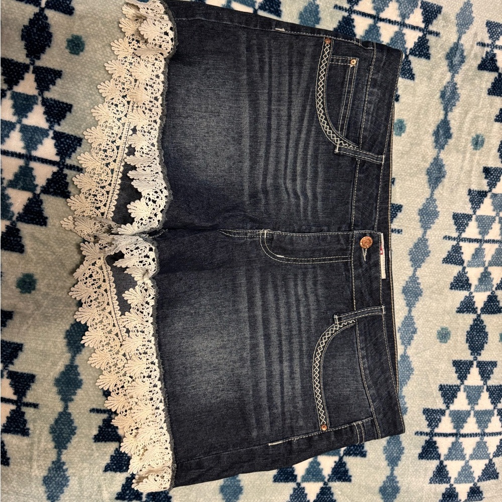 Levi's Dark Wash Shorts with Lace Hem